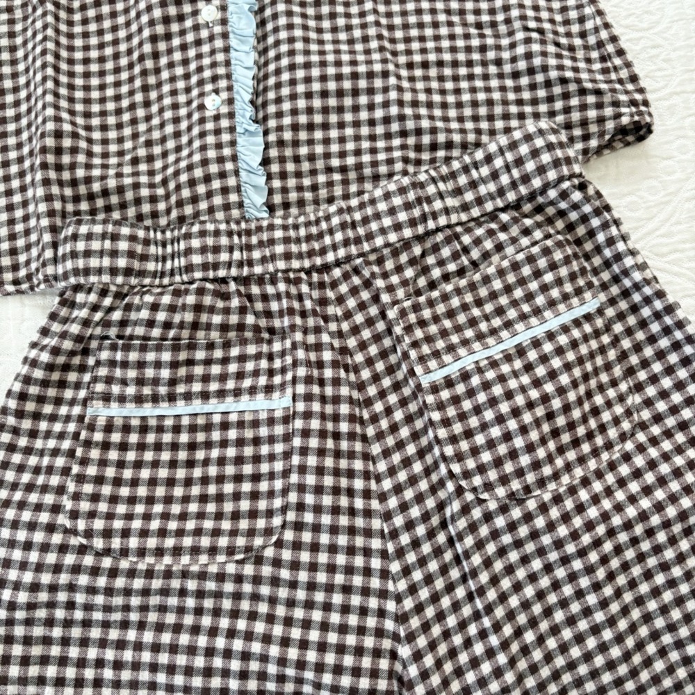 Damson Madder Antonia Organic Cotton Gingham Pyjamas Set Sz UK 8= US 4 - Picture 8 of 12